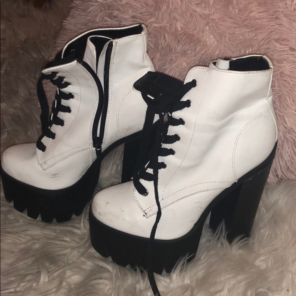 Black and White Platform Heels
